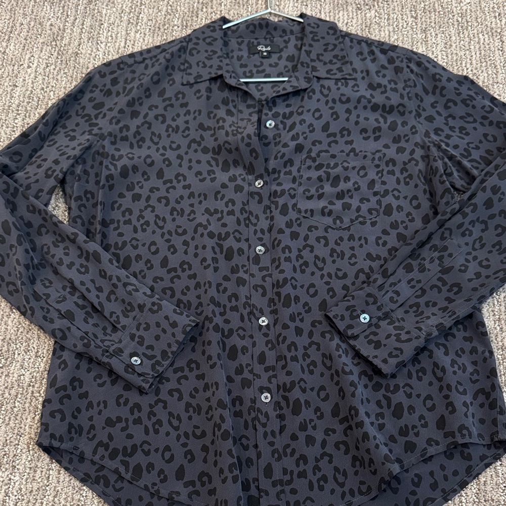 Rails Leopard Print Silk Button Down